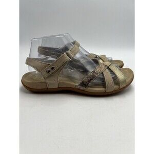 Abeo Sandals Womens 9 Narrow Laguna Strappy Beige Leather Comfort Open Toe Flats